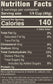 9 servins per container, serving size ¼ ciup (40g) amount calories per serving 140. Total Fat 0g (0%), Cholesterol 0mg (0%), Sodium 30mg (1%) Total Carbohydrate 36g (13%) Dietary Fiber 0g (0%) Total Sugars 0g, Includes 0g added sugars. Protein 0g. Not a significant source of Vitamin D, calcoium, iron and potasium.